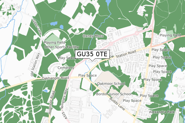 GU35 0TE map - small scale - OS Open Zoomstack (Ordnance Survey)