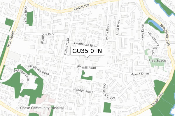 GU35 0TN map - large scale - OS Open Zoomstack (Ordnance Survey)