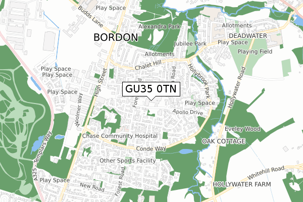 GU35 0TN map - small scale - OS Open Zoomstack (Ordnance Survey)