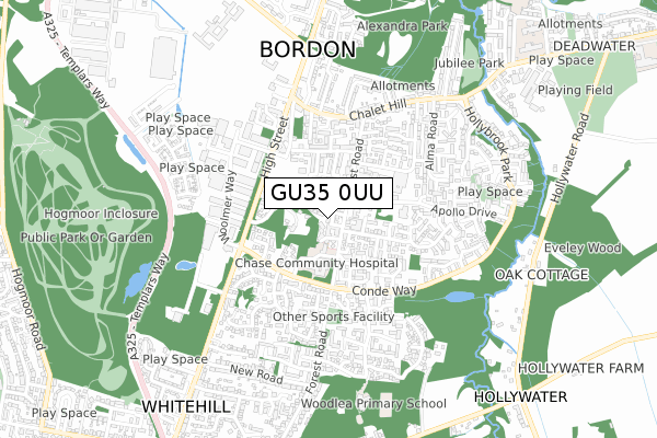 GU35 0UU map - small scale - OS Open Zoomstack (Ordnance Survey)