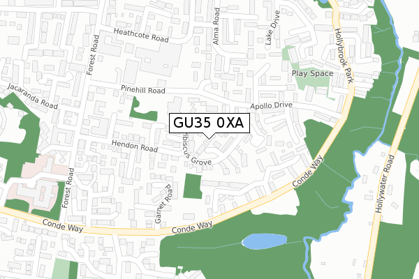 GU35 0XA map - large scale - OS Open Zoomstack (Ordnance Survey)