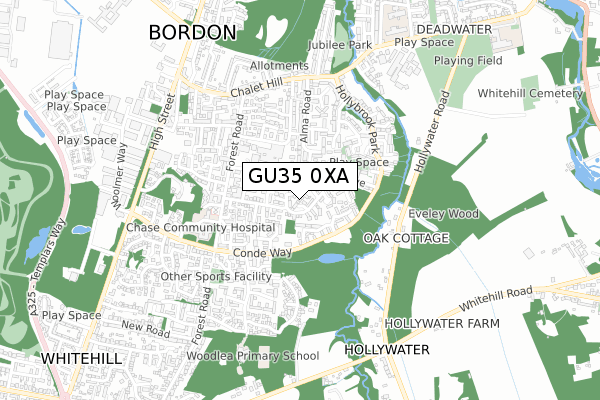 GU35 0XA map - small scale - OS Open Zoomstack (Ordnance Survey)