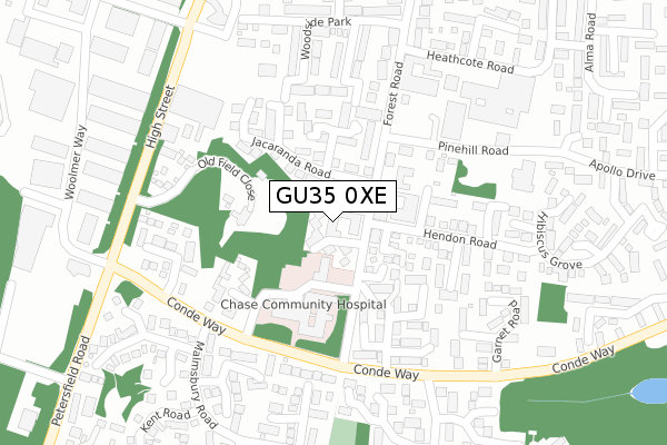 GU35 0XE map - large scale - OS Open Zoomstack (Ordnance Survey)