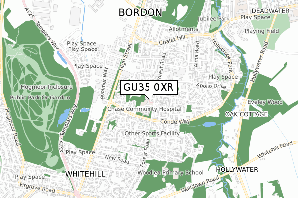 GU35 0XR map - small scale - OS Open Zoomstack (Ordnance Survey)