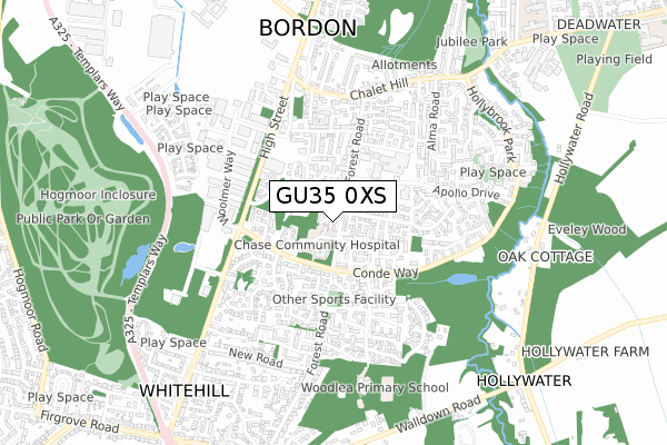 GU35 0XS map - small scale - OS Open Zoomstack (Ordnance Survey)