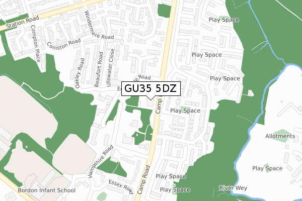 GU35 5DZ map - large scale - OS Open Zoomstack (Ordnance Survey)