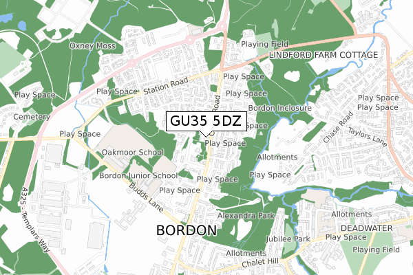 GU35 5DZ map - small scale - OS Open Zoomstack (Ordnance Survey)