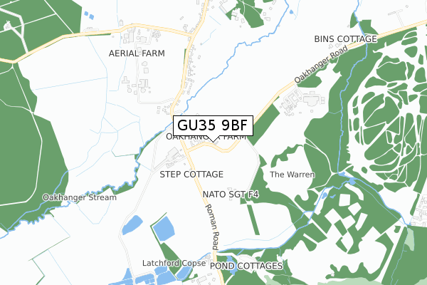 GU35 9BF map - small scale - OS Open Zoomstack (Ordnance Survey)