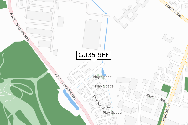 GU35 9FF map - large scale - OS Open Zoomstack (Ordnance Survey)