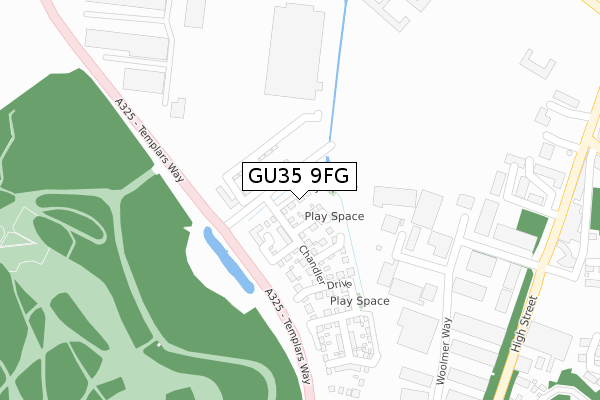 GU35 9FG map - large scale - OS Open Zoomstack (Ordnance Survey)