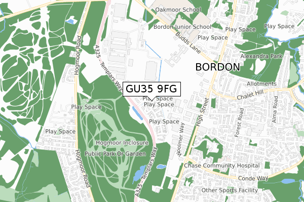 GU35 9FG map - small scale - OS Open Zoomstack (Ordnance Survey)