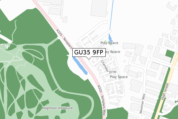 GU35 9FP map - large scale - OS Open Zoomstack (Ordnance Survey)