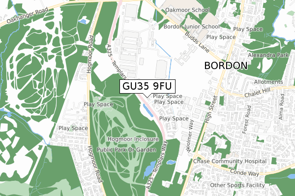 GU35 9FU map - small scale - OS Open Zoomstack (Ordnance Survey)