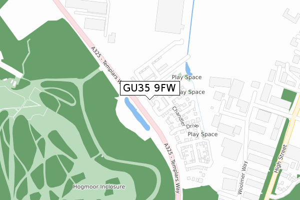 GU35 9FW map - large scale - OS Open Zoomstack (Ordnance Survey)