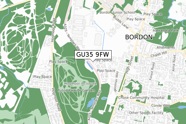 GU35 9FW map - small scale - OS Open Zoomstack (Ordnance Survey)