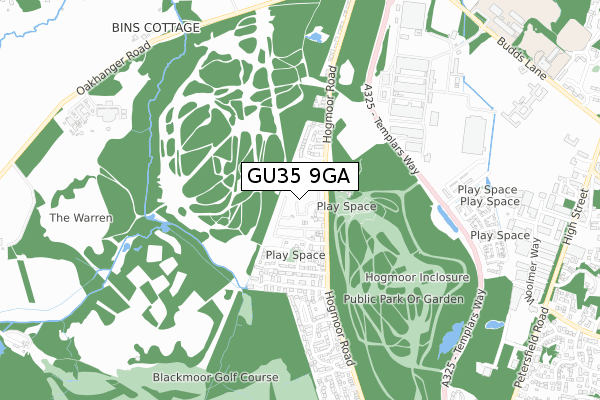 GU35 9GA map - small scale - OS Open Zoomstack (Ordnance Survey)