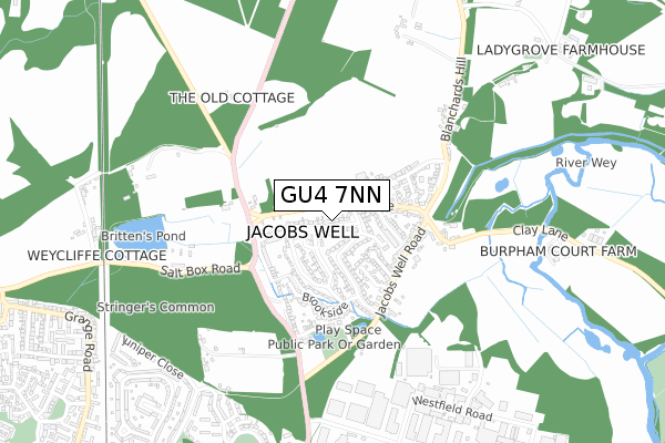 GU4 7NN map - small scale - OS Open Zoomstack (Ordnance Survey)