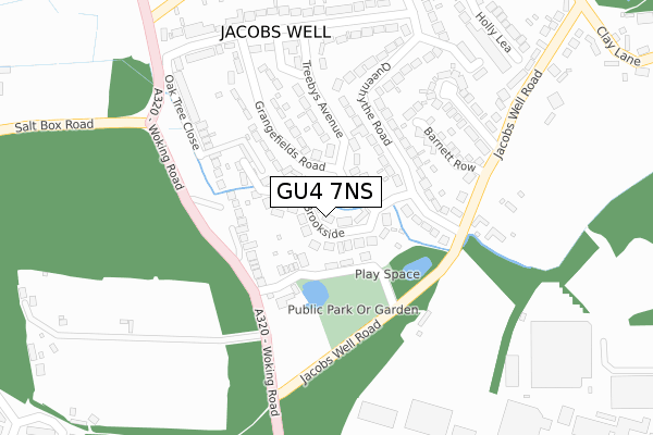 GU4 7NS map - large scale - OS Open Zoomstack (Ordnance Survey)