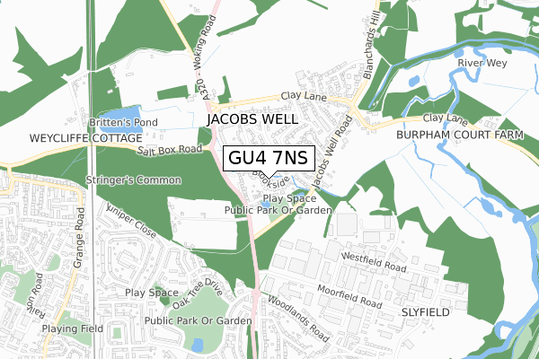 GU4 7NS map - small scale - OS Open Zoomstack (Ordnance Survey)