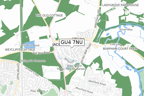 GU4 7NU map - small scale - OS Open Zoomstack (Ordnance Survey)