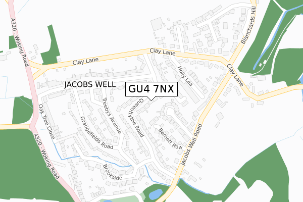 GU4 7NX map - large scale - OS Open Zoomstack (Ordnance Survey)