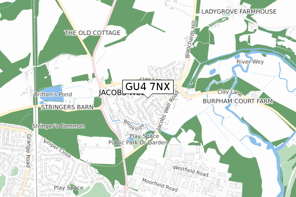 GU4 7NX map - small scale - OS Open Zoomstack (Ordnance Survey)