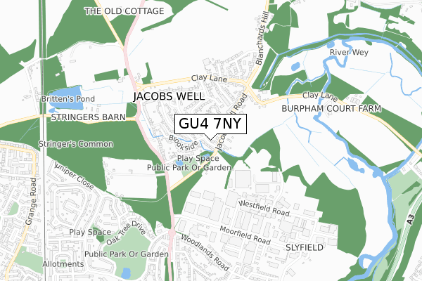 GU4 7NY map - small scale - OS Open Zoomstack (Ordnance Survey)