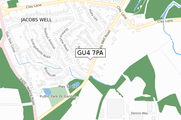 GU4 7PA map - large scale - OS Open Zoomstack (Ordnance Survey)