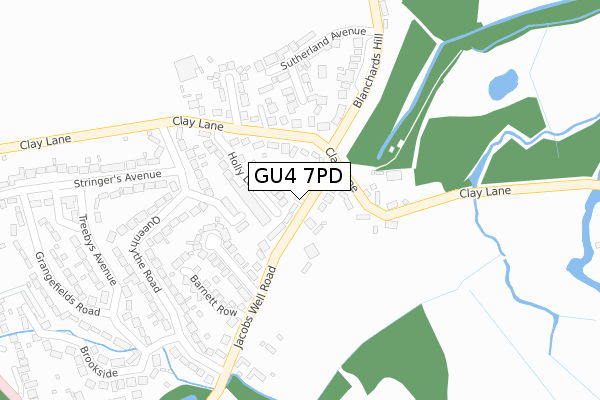 GU4 7PD map - large scale - OS Open Zoomstack (Ordnance Survey)