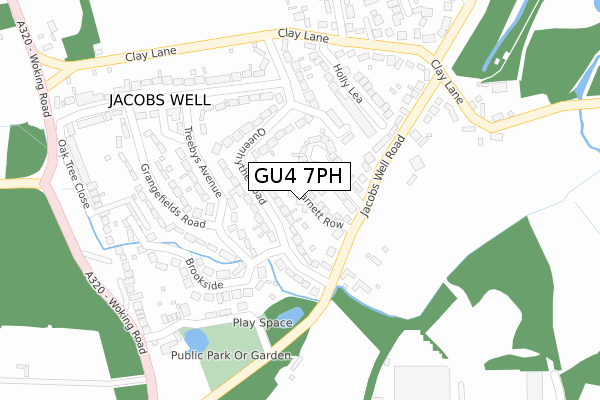 GU4 7PH map - large scale - OS Open Zoomstack (Ordnance Survey)