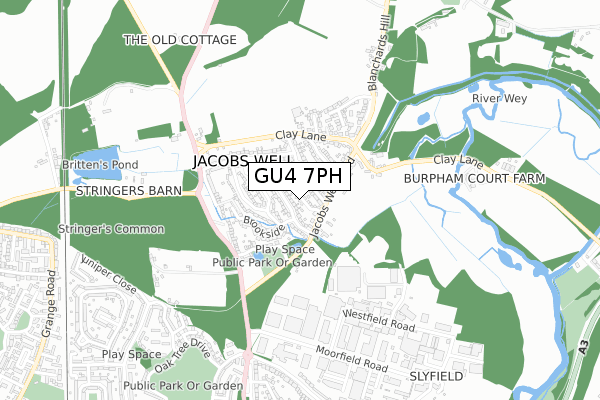 GU4 7PH map - small scale - OS Open Zoomstack (Ordnance Survey)