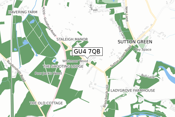 GU4 7QB map - small scale - OS Open Zoomstack (Ordnance Survey)