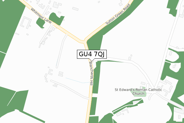 GU4 7QJ map - large scale - OS Open Zoomstack (Ordnance Survey)