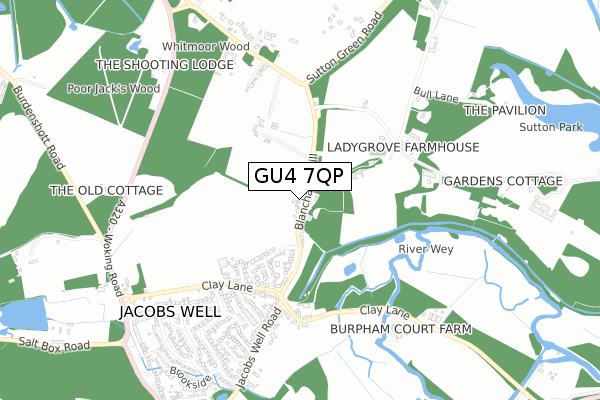 GU4 7QP map - small scale - OS Open Zoomstack (Ordnance Survey)