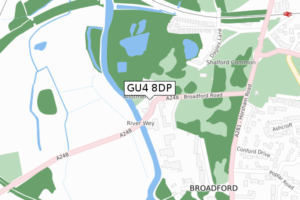 GU4 8DP map - large scale - OS Open Zoomstack (Ordnance Survey)