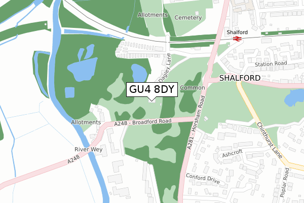 GU4 8DY map - large scale - OS Open Zoomstack (Ordnance Survey)