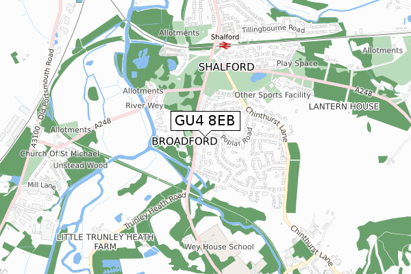 GU4 8EB map - small scale - OS Open Zoomstack (Ordnance Survey)