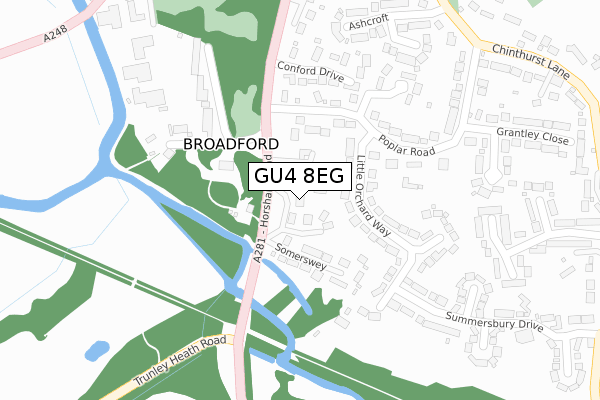 GU4 8EG map - large scale - OS Open Zoomstack (Ordnance Survey)