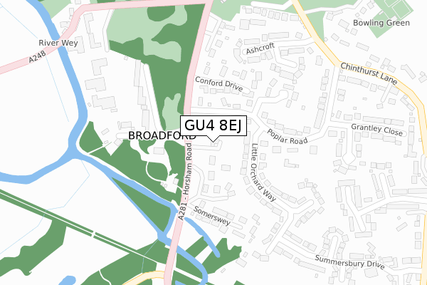 GU4 8EJ map - large scale - OS Open Zoomstack (Ordnance Survey)