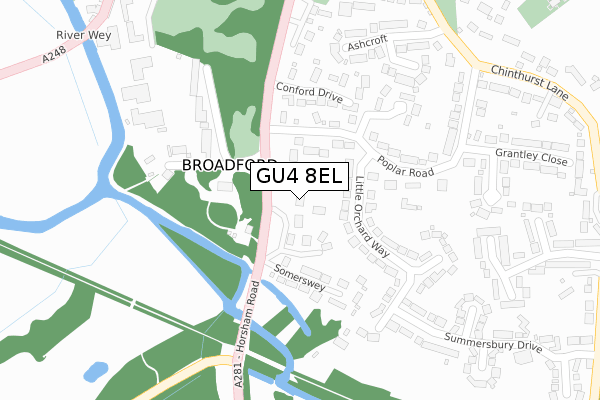 GU4 8EL map - large scale - OS Open Zoomstack (Ordnance Survey)