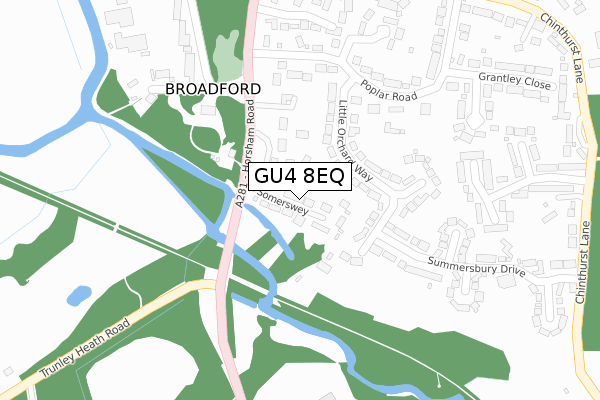 GU4 8EQ map - large scale - OS Open Zoomstack (Ordnance Survey)