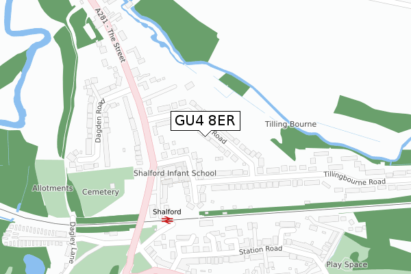 GU4 8ER map - large scale - OS Open Zoomstack (Ordnance Survey)