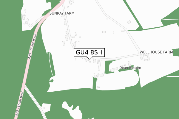 GU4 8SH map - large scale - OS Open Zoomstack (Ordnance Survey)