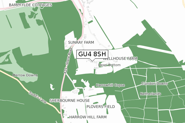 GU4 8SH map - small scale - OS Open Zoomstack (Ordnance Survey)