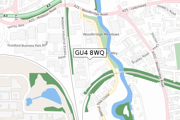 GU4 8WQ map - large scale - OS Open Zoomstack (Ordnance Survey)