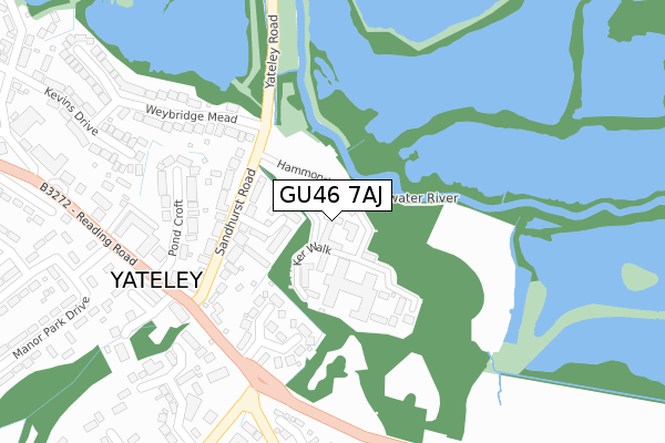 GU46 7AJ map - large scale - OS Open Zoomstack (Ordnance Survey)