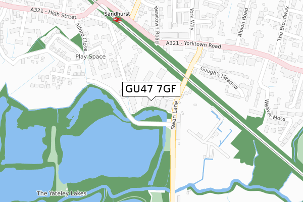 GU47 7GF map - large scale - OS Open Zoomstack (Ordnance Survey)