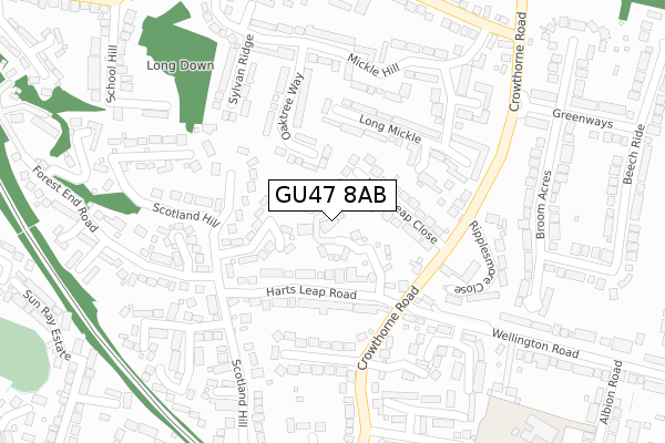 GU47 8AB map - large scale - OS Open Zoomstack (Ordnance Survey)