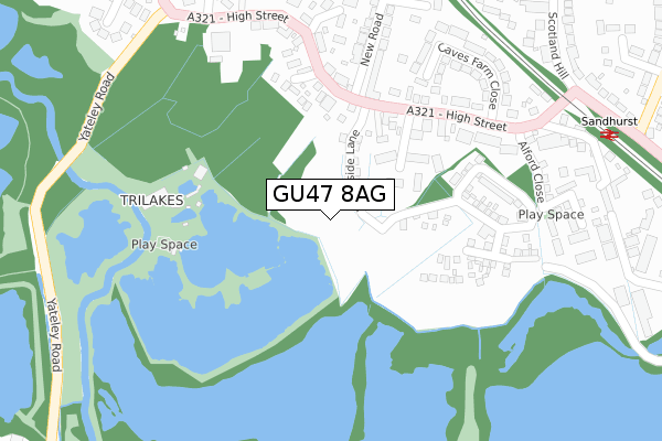 GU47 8AG map - large scale - OS Open Zoomstack (Ordnance Survey)