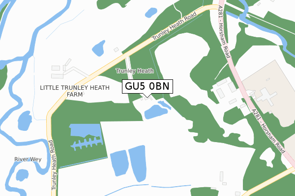 GU5 0BN map - large scale - OS Open Zoomstack (Ordnance Survey)